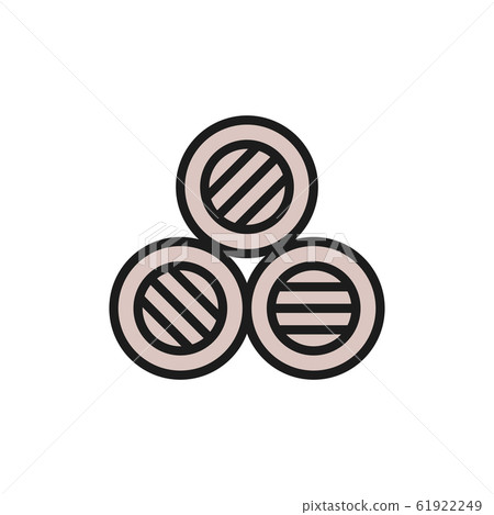 Vector tree wine barrels flat color line icon. 61922249