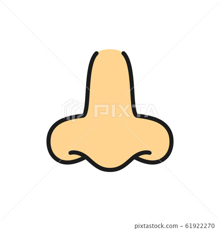 Vector nose, scent, smell, aroma flat color line icon. 61922270
