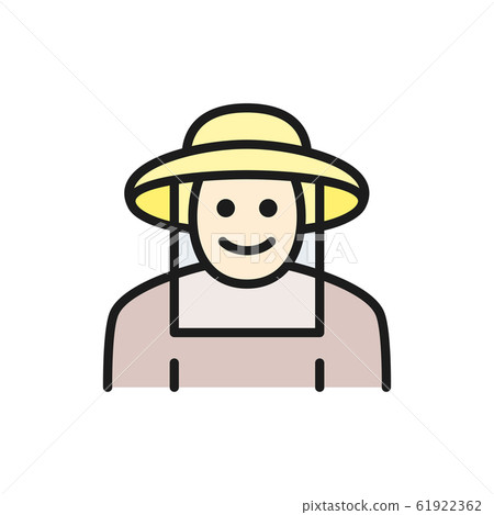 Beekeeper in protective clothing flat color line icon. 61922362