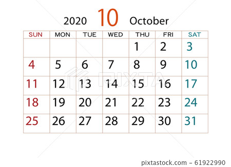 2020年日曆10月 2020年日曆10月 61922990