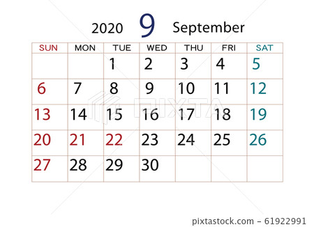2020年日曆9月 2020年日曆9月 61922991