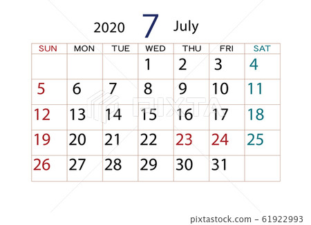 2020年日曆7月 2020年日曆7月 61922993