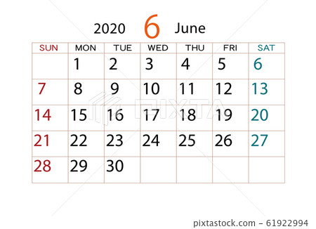 2020年日曆6月 2020年日曆6月 61922994