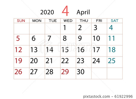 2020年日曆4月 2020年日曆4月 61922996