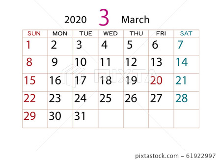 2020年日曆3月 2020年日曆3月 61922997