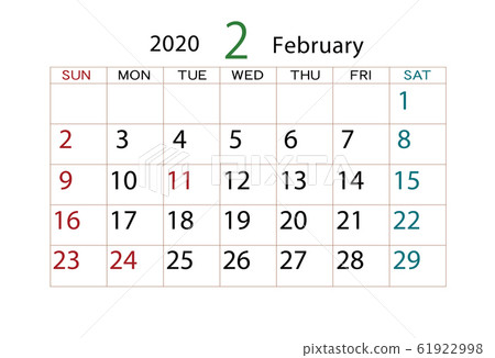 2020年日曆2月 2020年日曆2月 61922998