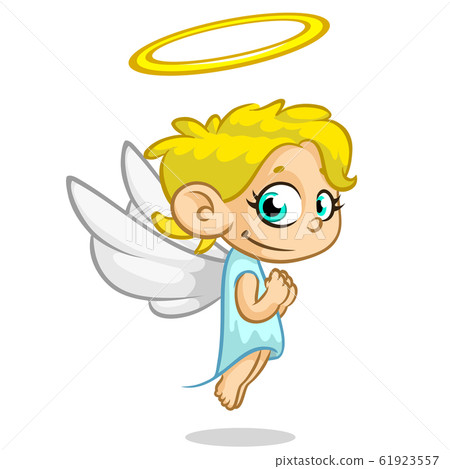 Vector illustration cute Christmas flying angel character 61923557
