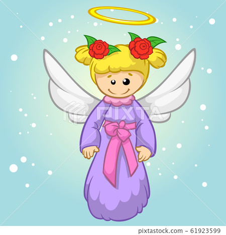 Vector illustration cute Christmas flying angel character 61923599