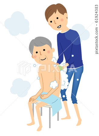 Elderly people taking a bath, bathing... - Stock Illustration [61924383 ...