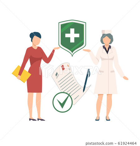 Health Benefits Document Vector Illustration. Medical Insurance Gaining Concept 61924464