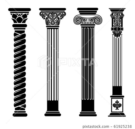 Set of silhouettes of classic vintage capitals 61925238