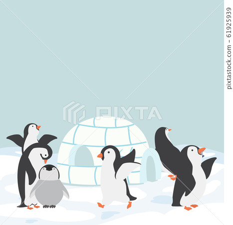 Igloo ice house with penguin Igloo ice house with penguin 61925939
