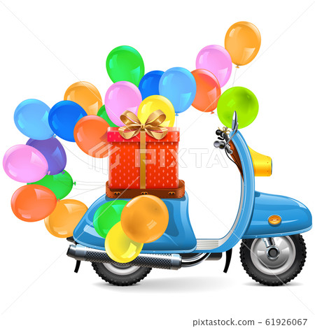 Vector Scooter with Balloons and Gift 61926067
