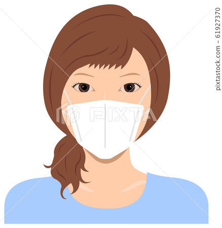 女人戴著口罩(上身)插圖/冠狀病毒,流行性感冒,花粉症 女人戴著口罩(上身)插圖/冠狀病毒,流行性感冒,花粉症 61927370