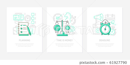 Management - vector line design style banners set - Stock Illustration ...