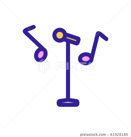 microphone and note icon vector. Isolated contour symbol illustration microphone and note icon vector. Isolated contour symbol illustration 61928180