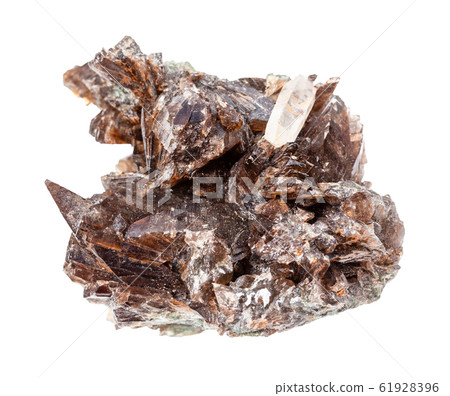 druse of Axinite crystals isolated on white 61928396