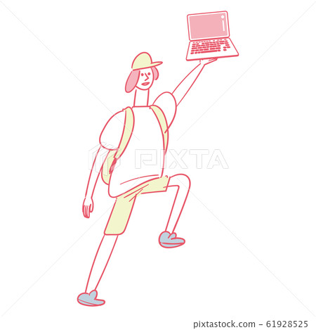 有筆記本電腦的年輕人 61928525