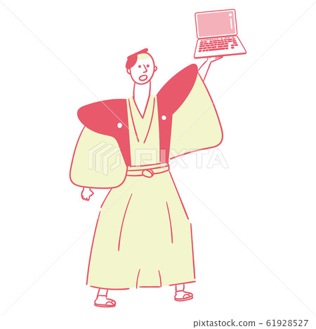 Samurai with notebook PC - Stock Illustration [61928527] - PIXTA