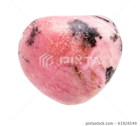 rolled Rhodonite gem stone isolated on white rolled Rhodonite gem stone isolated on white 61928549