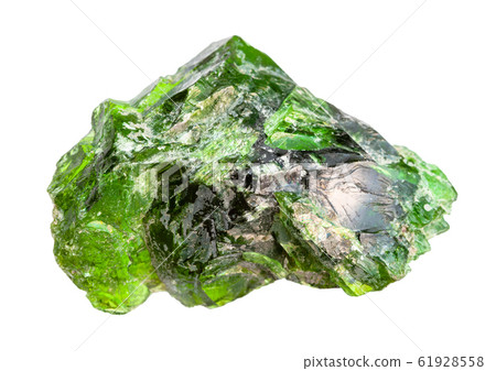 raw Chromian diopside rock isolated on white 61928558