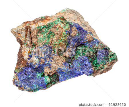 raw Azurite and Malachite on rock isolated 61928650