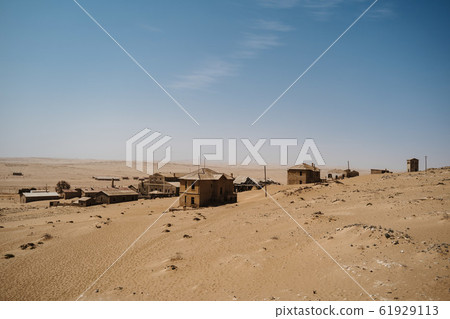 wideangle view of ghost town of Kolmanskop Luderitz in Namibia 61929113