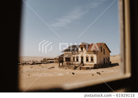 wideangle view of ghost town of Kolmanskop Luderitz in Namibia 61929118