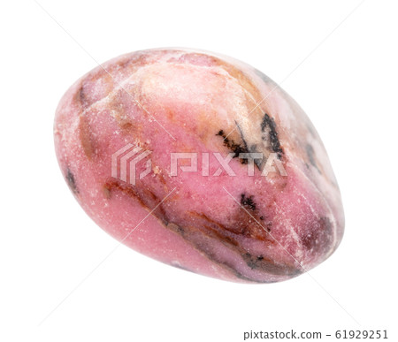 rolled Rhodonite gemstone isolated on white 61929251