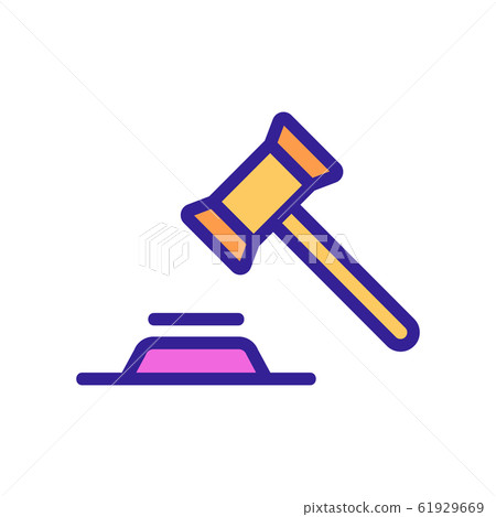 The hammer judges the icon vector. Isolated contour symbol illustration The hammer judges the icon vector. Isolated contour symbol illustration 61929669