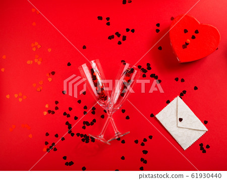 Happy valentines day concept with flute and hearts 61930440
