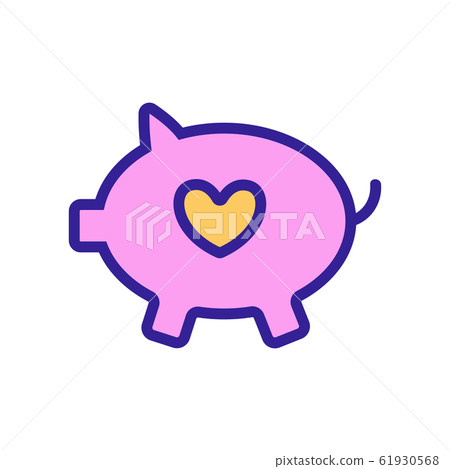 Piggy piggy icon vector. Isolated contour symbol illustration 61930568