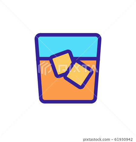 Whiskey with ice icon vector. Isolated contour symbol illustration 61930942