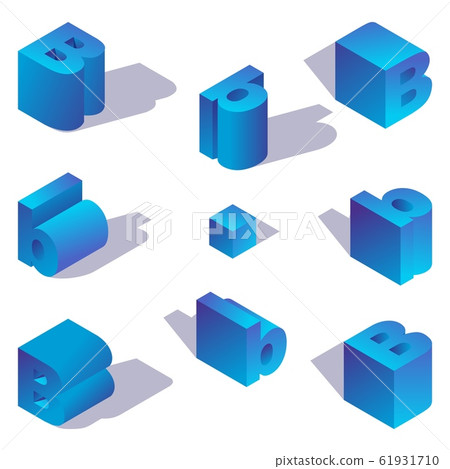 Isometric Alphabet Collection With Letter B In - Stock Illustration ...