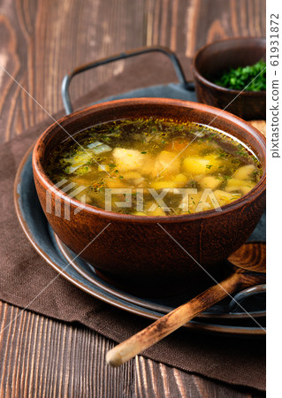 Rustic lunch with champignon soup Rustic lunch with champignon soup 61931872