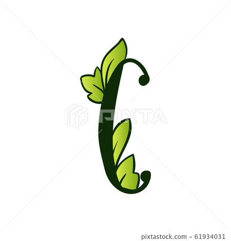 Doodling Eco Alphabet Letter C.Type with Leaves. Isolated Latin Uppercase 61934031