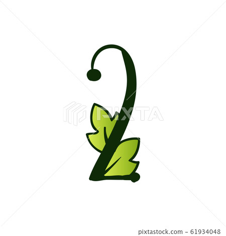 Doodling Eco Alphabet Two Number.Type with Leaves. Isolated Latin Uppercase Doodling Eco Alphabet Two Number.Type with Leaves. Isolated Latin Uppercase 61934048