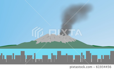 櫻島和鹿兒島爆發的插圖素材 61934456