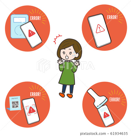 Smartphone Various scenes Woman surprised by error display Illustration 61934635
