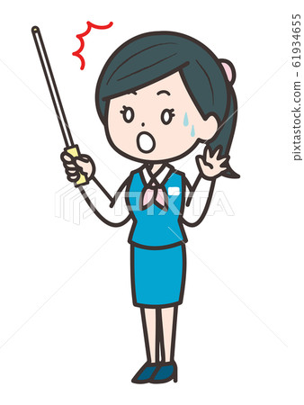 Surprised business woman holding a pointing stick pose illustration Surprised business woman holding a pointing stick pose illustration 61934655
