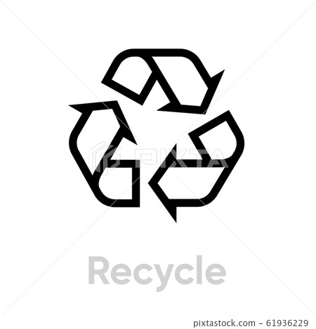 Recycle line icon. Recycling vector sign isolated on white Recycle line icon. Recycling vector sign isolated on white 61936229