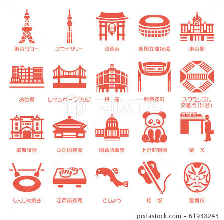 Tokyo Famous products / Specialty Icon material set (with name) 61938243