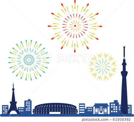 New National Stadium and Fireworks New National Stadium and Fireworks 61938392