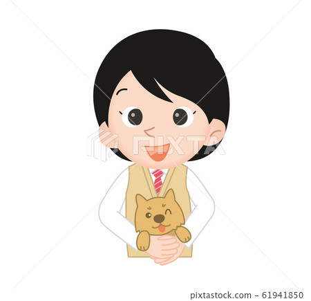 Woman holding a dog-01 61941850