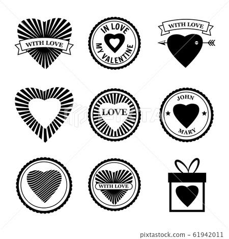 Set Love icon Happy Valentine day Heart stamps. Symbol vector isolated Set Love icon Happy Valentine day Heart stamps. Symbol vector isolated 61942011