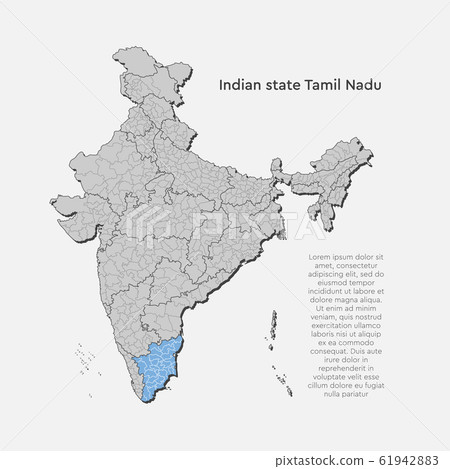 India country map Tamil Nadu state template 61942883