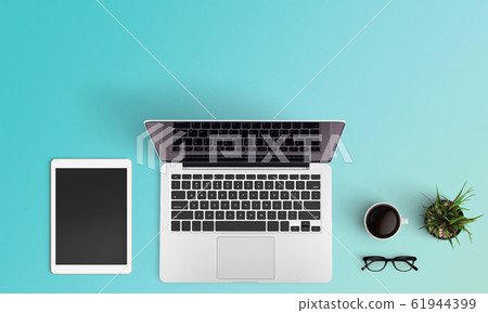 Modern workspace. Top view. Flat lay style. Modern workspace. Top view. Flat lay style. 61944399