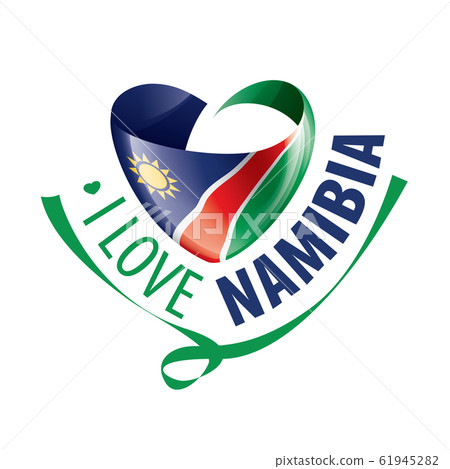 National flag of the Namibia in the shape of a heart and the inscription I love Namibia. Vector illustration National flag of the Namibia in the shape of a heart and the inscription I love Namibia. Vector illustration 61945282