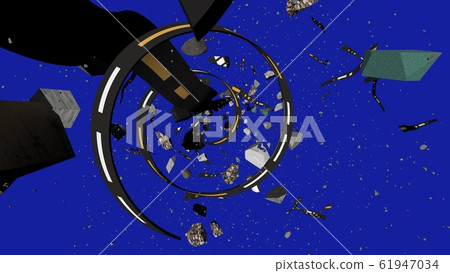 Abstract spiral wriggling with stones in space Abstract spiral wriggling with stones in space 61947034