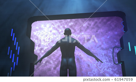 Spaceman Standing at Space Illuminator 61947059